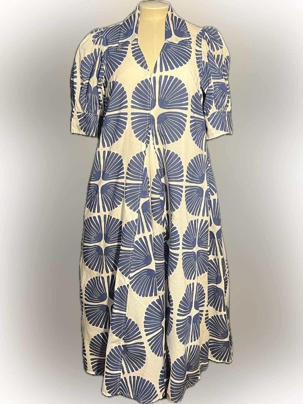Dizzy-Lizzie abstract palm frond print fit&flare Montauk midi dress/pockets-NEW